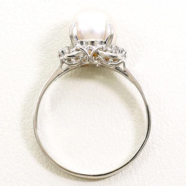 PT900 リング ring 指輪 17号 パール（真珠） 約8mm ダイヤ 0.05 総