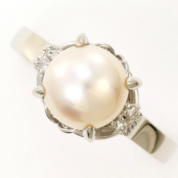 PT900 リング ring 指輪 17号 パール（真珠） 約8mm ダイヤ 0.05 総