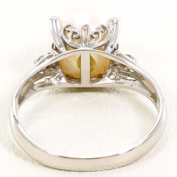 PT900 リング ring 指輪 9号 パール（真珠） 約8mm ダイヤ 0.02 総重量