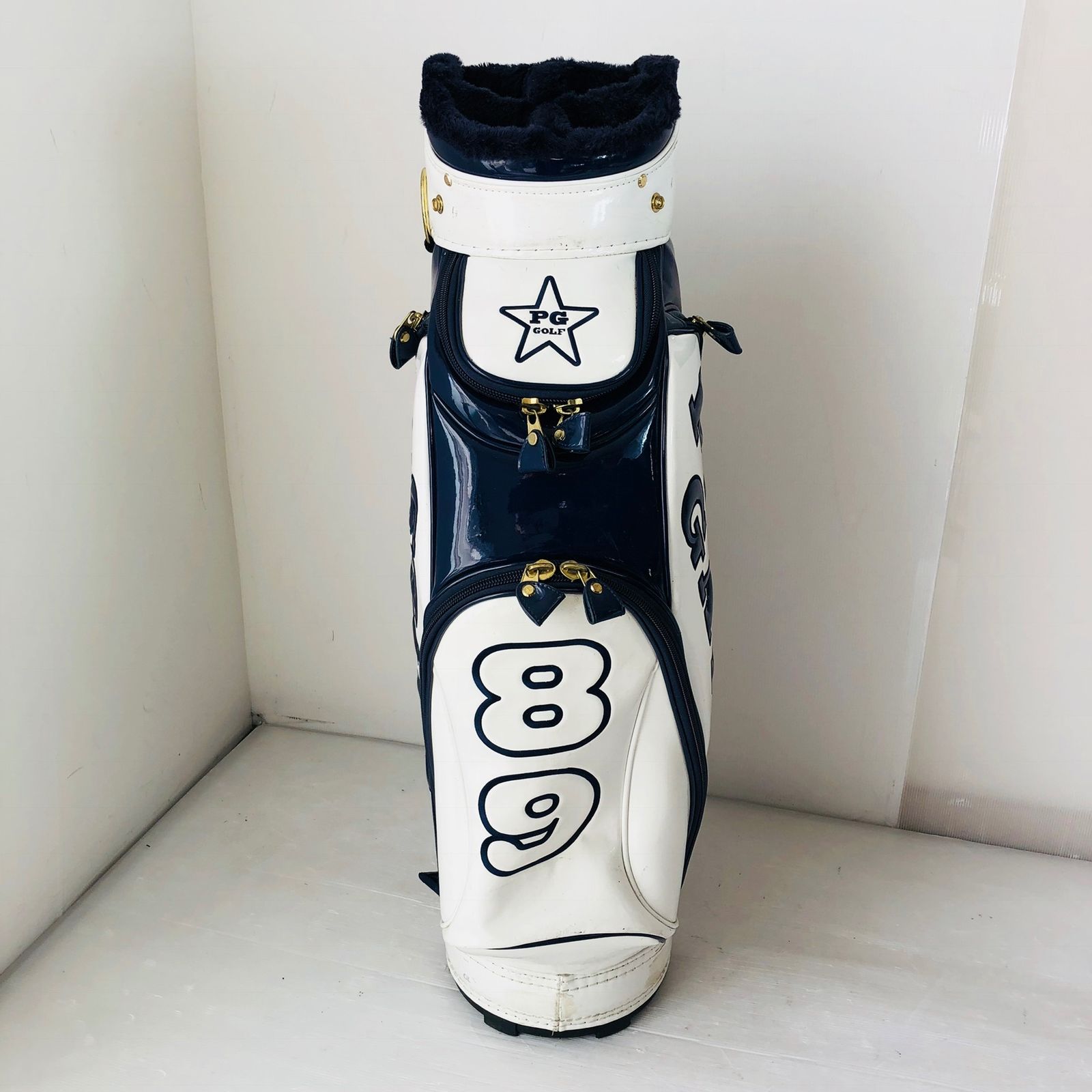 パーリーゲイツ キャディバッグ エナメル ホワイト スマイル89 ゴルフバッグ PEARLY GATES パーリーゲイツ スマイル89 8.5型 キャディバッグ ゴルフ