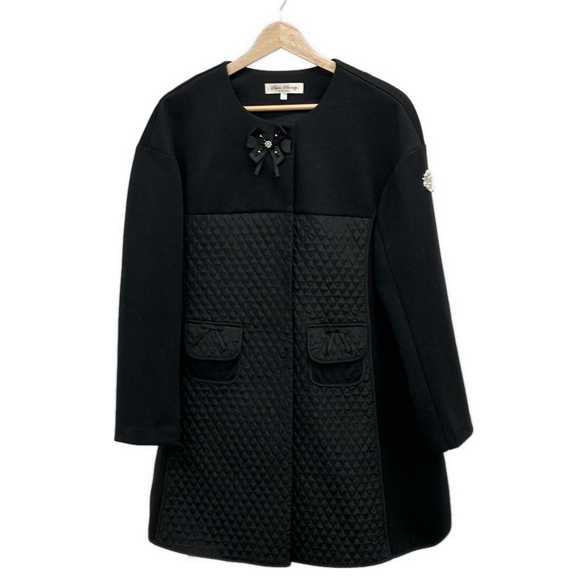 Super Beauty スーパービューティー ライトコート ビジュー付き 黒 Super Beauty スーパービューティー ライトコート ビジュー付き 黒