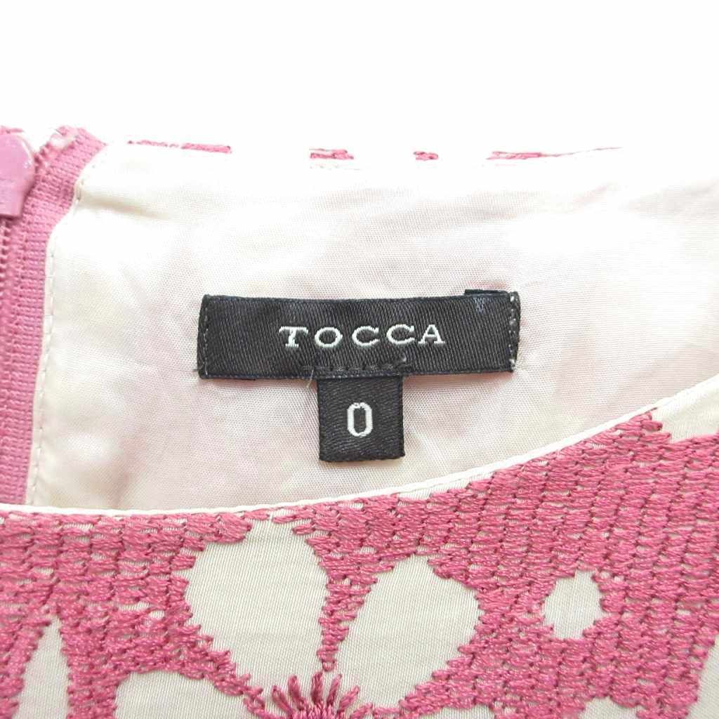 トッカ TOCCA ノースリーブワンピース ドレス ひざ丈 刺繍 花柄 ピンク