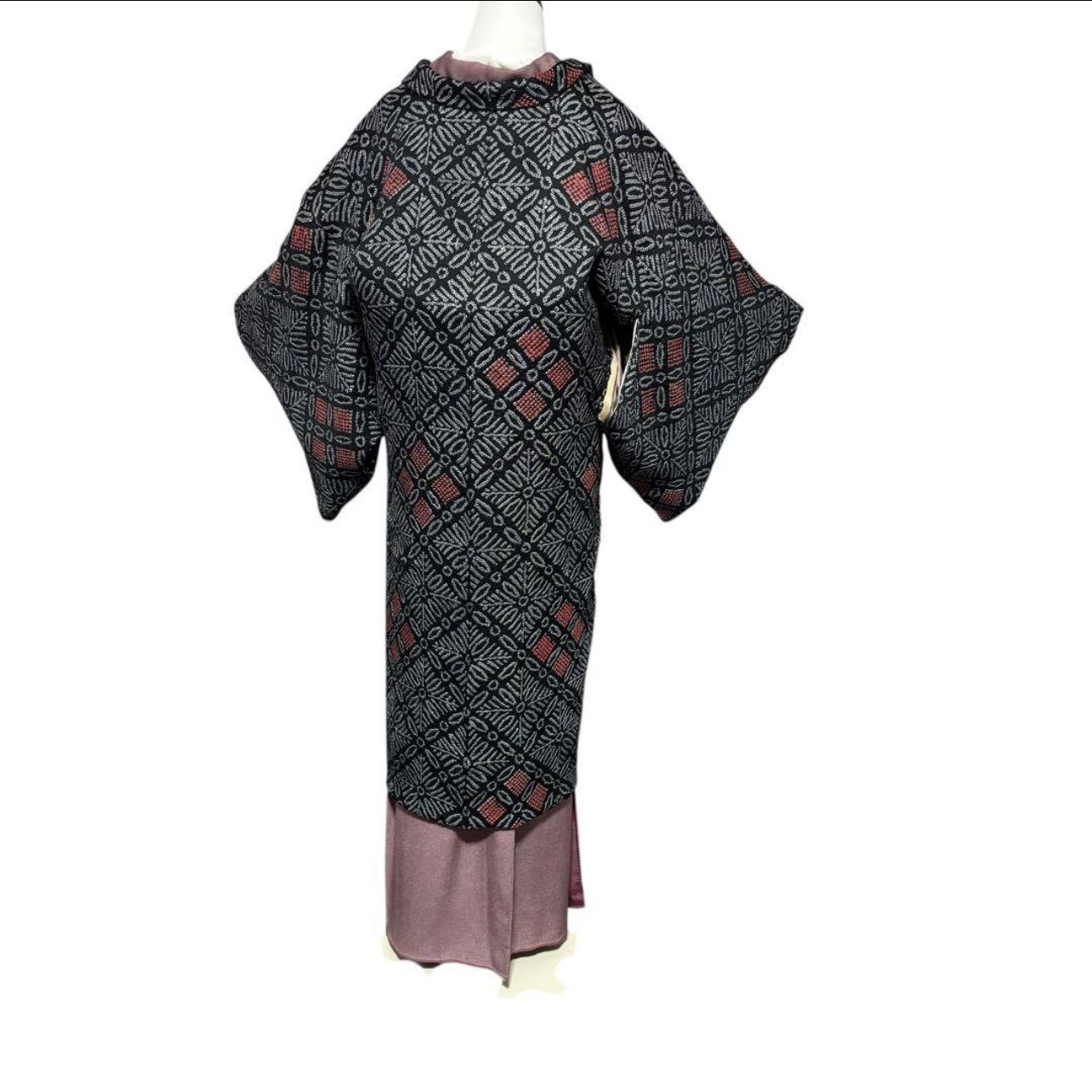 美品　袷　正絹　総絞り　長羽織　特選　希少　貴重　粋　モダン　裄丈長め　69.5 美品 袷 正絹 総絞り 長羽織 特選 希少 貴重 粋 モダン 裄丈長め 69.5