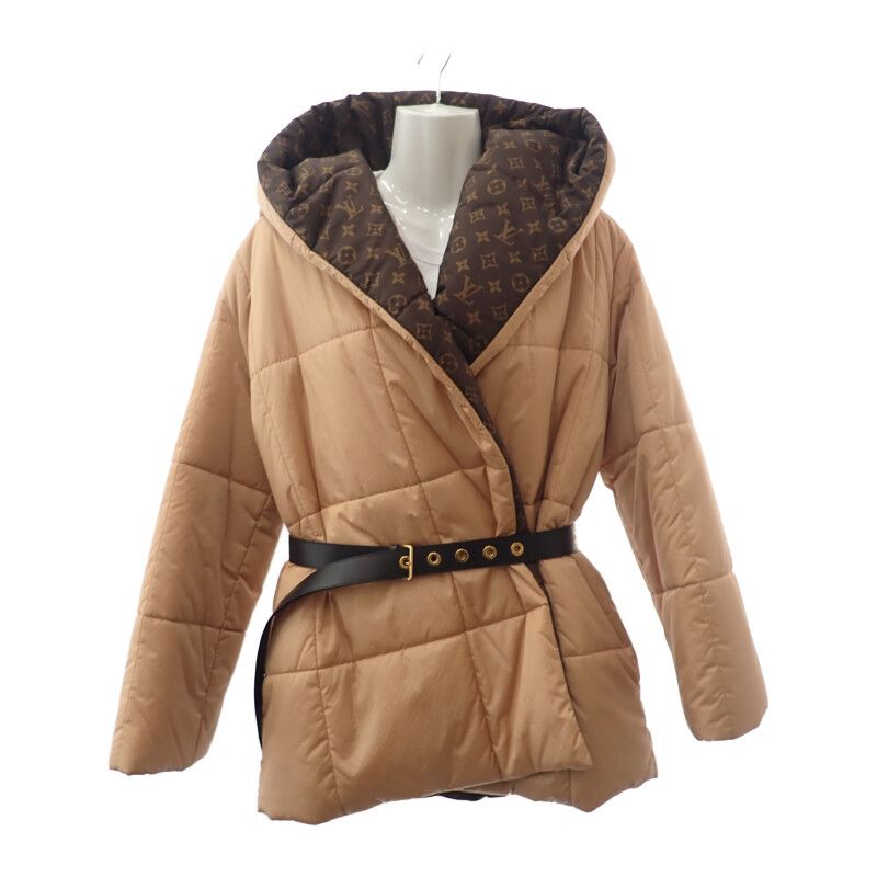 ルイヴィトン LOUIS VUITTON ショートピローパファーラップコート 34 1 AA 829 ナイロンジャケット ナイロン ベージュ レディース Aランク