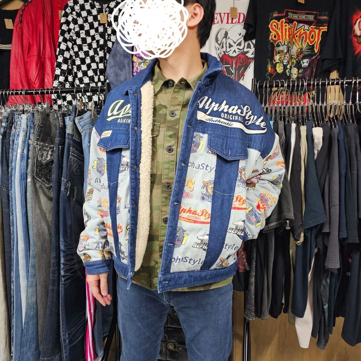 古着】日本未発売 Alpha Style Denim Boa Jacket | アルファスタイル 