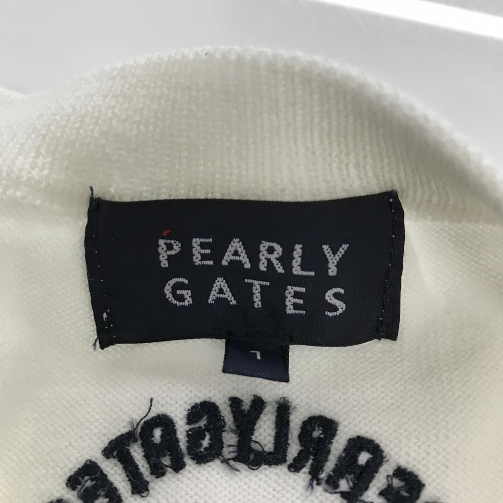 パーリーゲイツ セーター 白×ネイビー 胸ロゴ ニット コットン100