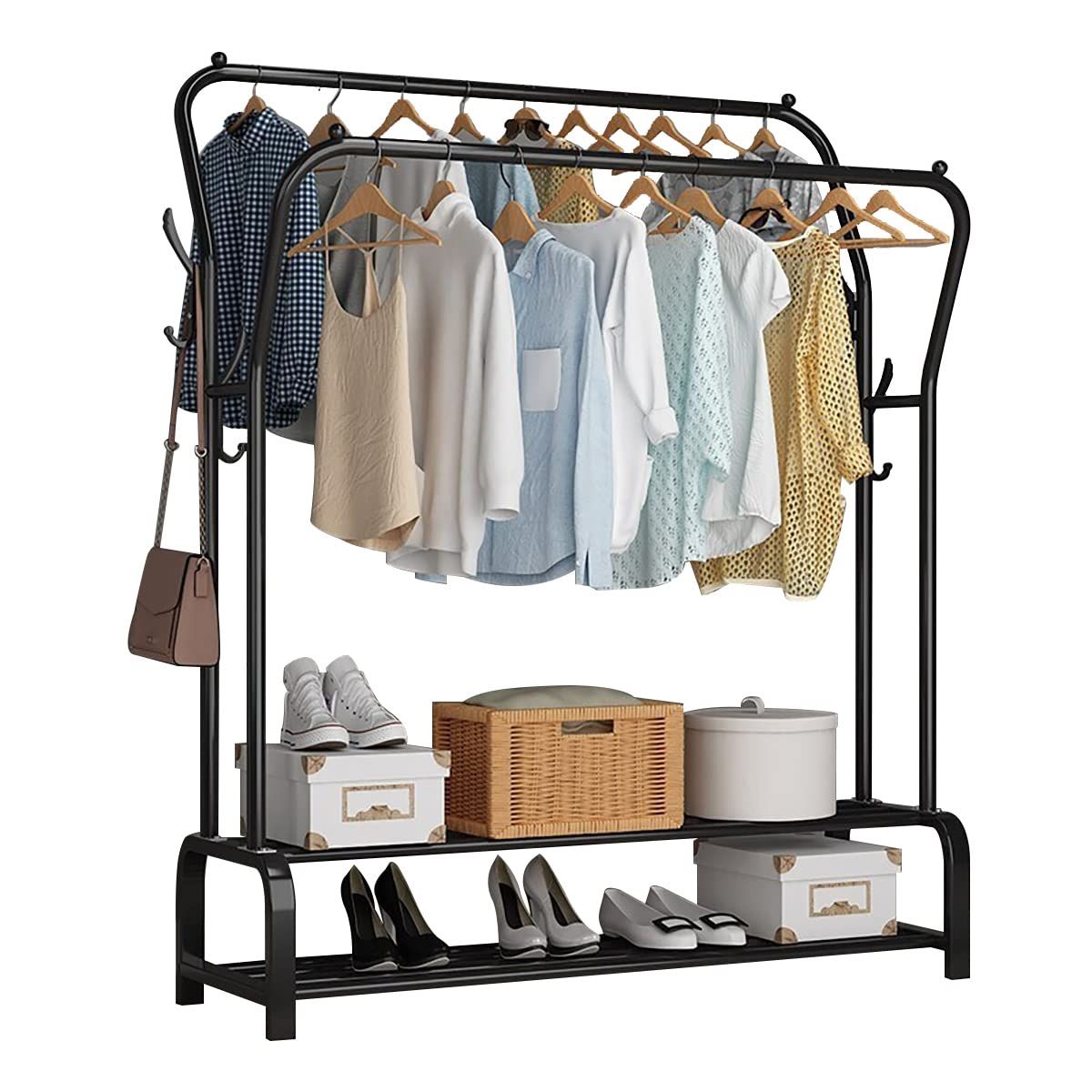 迅速発送】ハンガーラック パイプハンガーラック 洋服ラック 2段