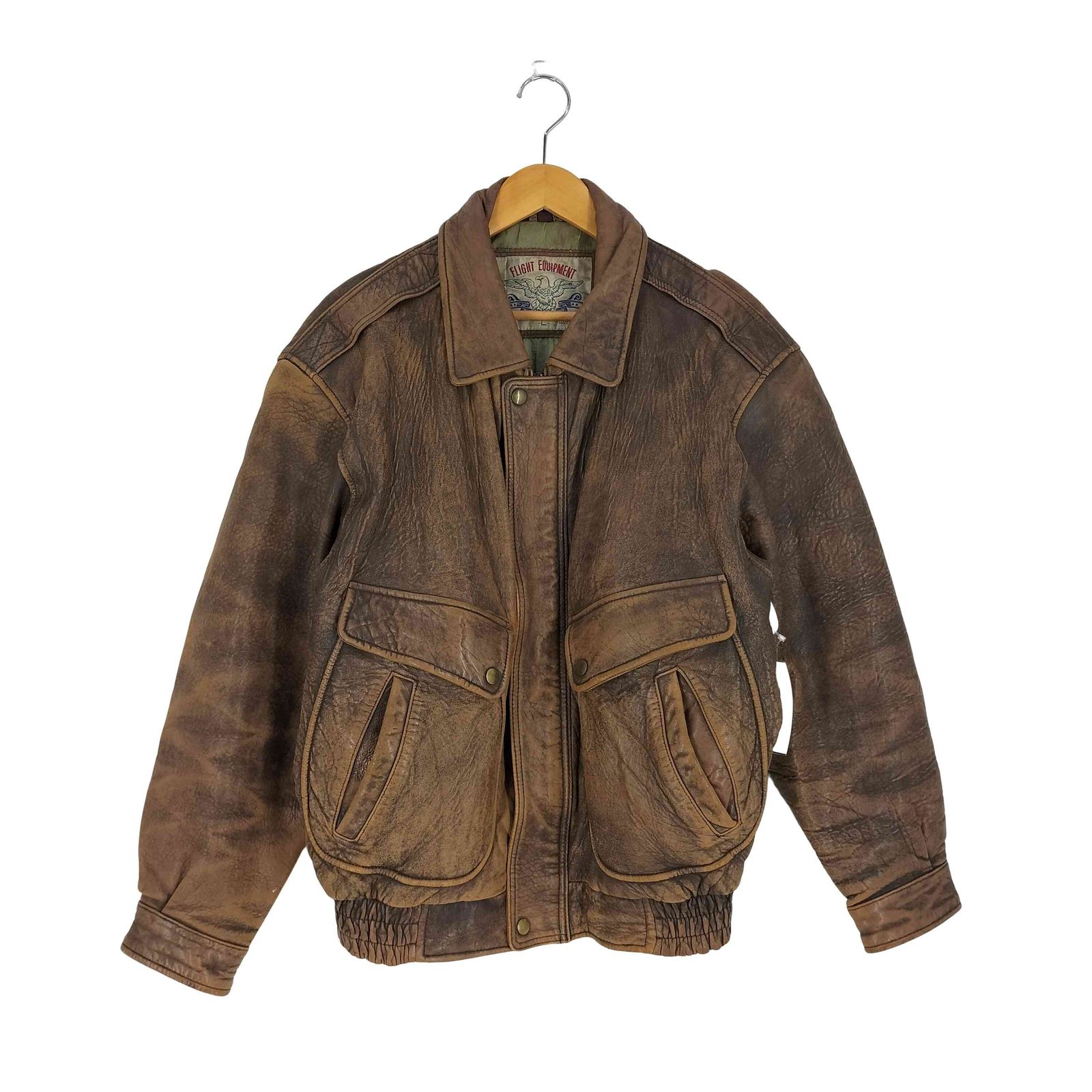 USED古着(ユーズドフルギ) FLIGHT EQUIPMENT  レザーフライトジャケット メンズ import：L 【中古】【ブランド古着バズストア】 ユーズドフルギ USED古着 FLIGHT EQUIPMENT レザーフライトジャケット