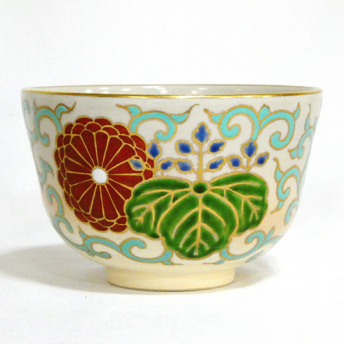 十一月の特売品】平安 入江裕起作 仁清 菊桐茶碗 茶道具【中古 美品