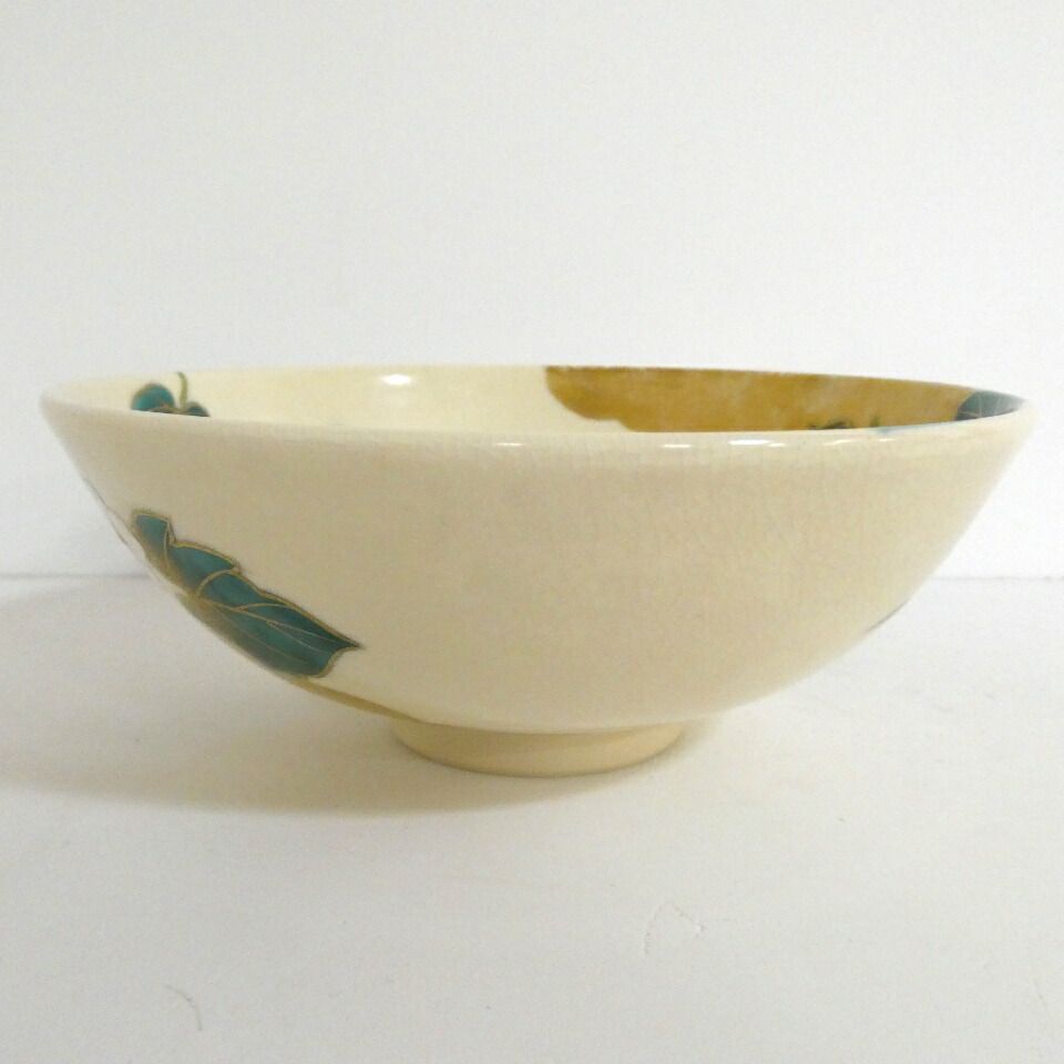 十一月の特売品】眞葛焼 宮川香斎(真葛香斎)作 夕顔之絵 平茶碗 茶道具
