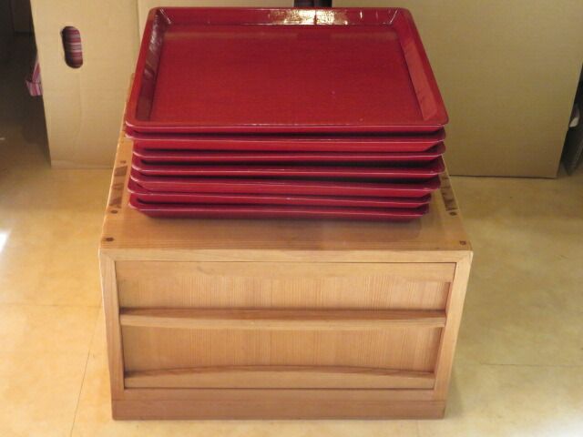 十一月 特売品 香川県讃岐漆器 手彫り木製 後藤塗 運び盆七膳 茶道具 税込