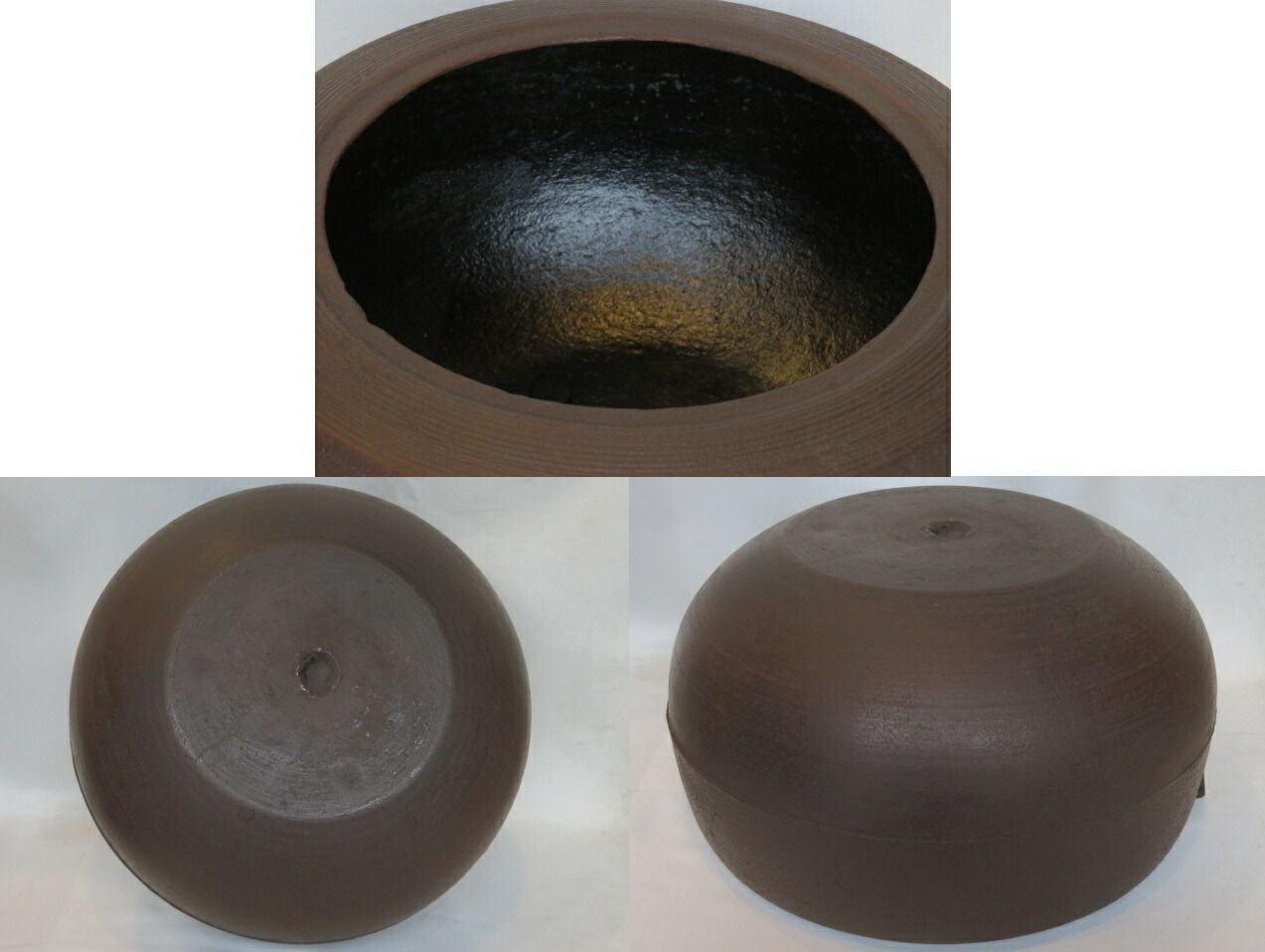 十二月◇特売品）釜師 初代 畠春斎作 肩糸目地紋 広口釜 大炉 逆勝手