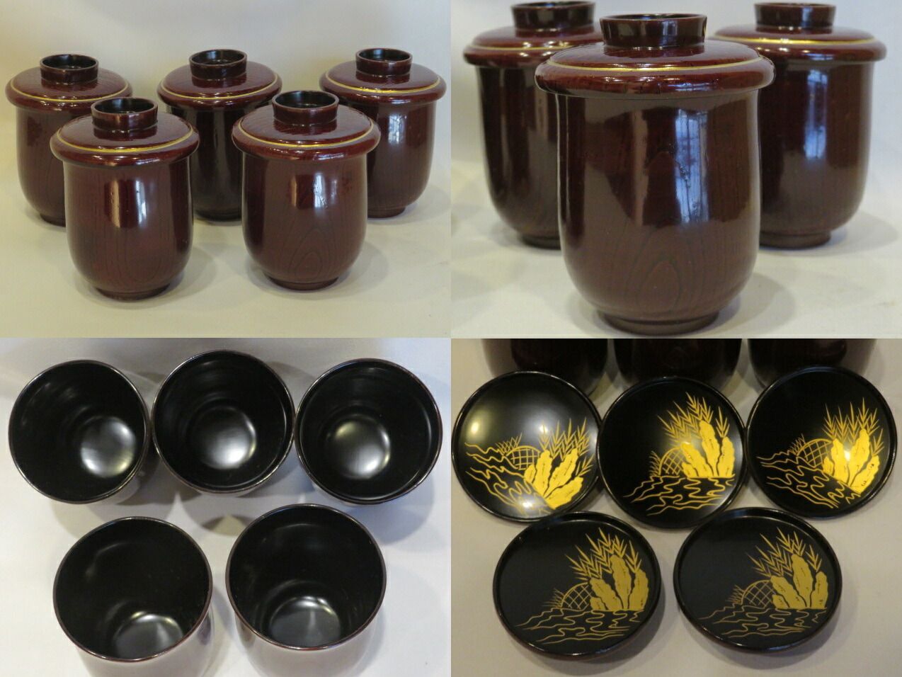 十一月◇特売品）木製本漆塗懐石道具一式 黒塗木箱入〈税込・送料込