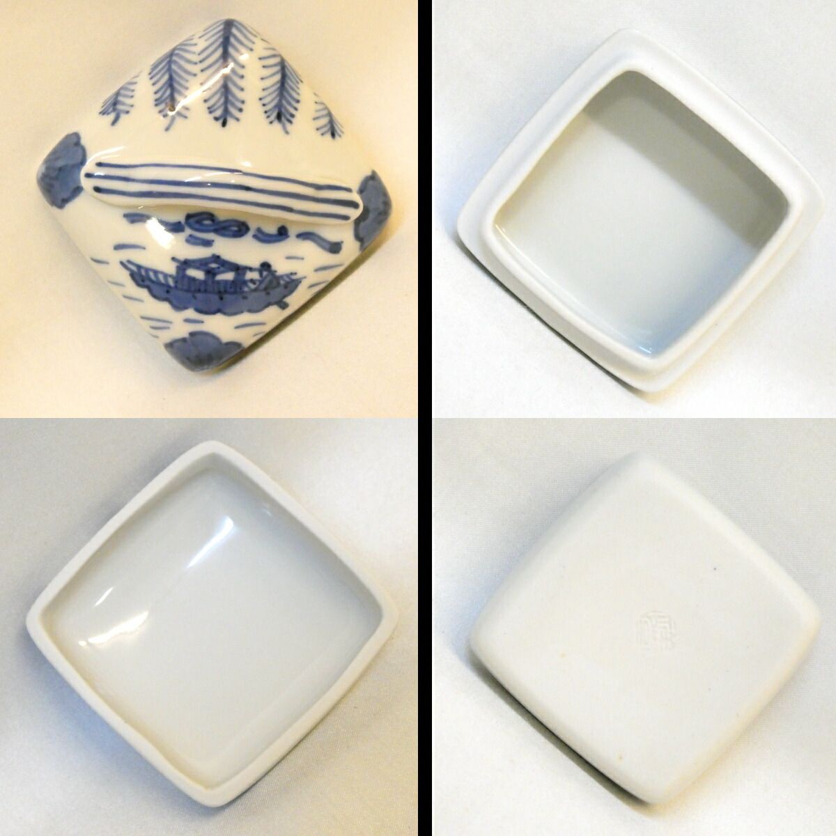 十二月の特売品】平安 手塚祥堂作 染付 隅田川 香合 形物香合 茶道具