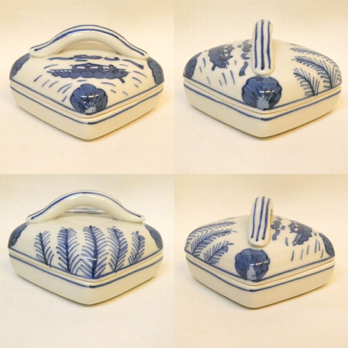 十二月の特売品】平安 手塚祥堂作 染付 隅田川 香合 形物香合 茶道具