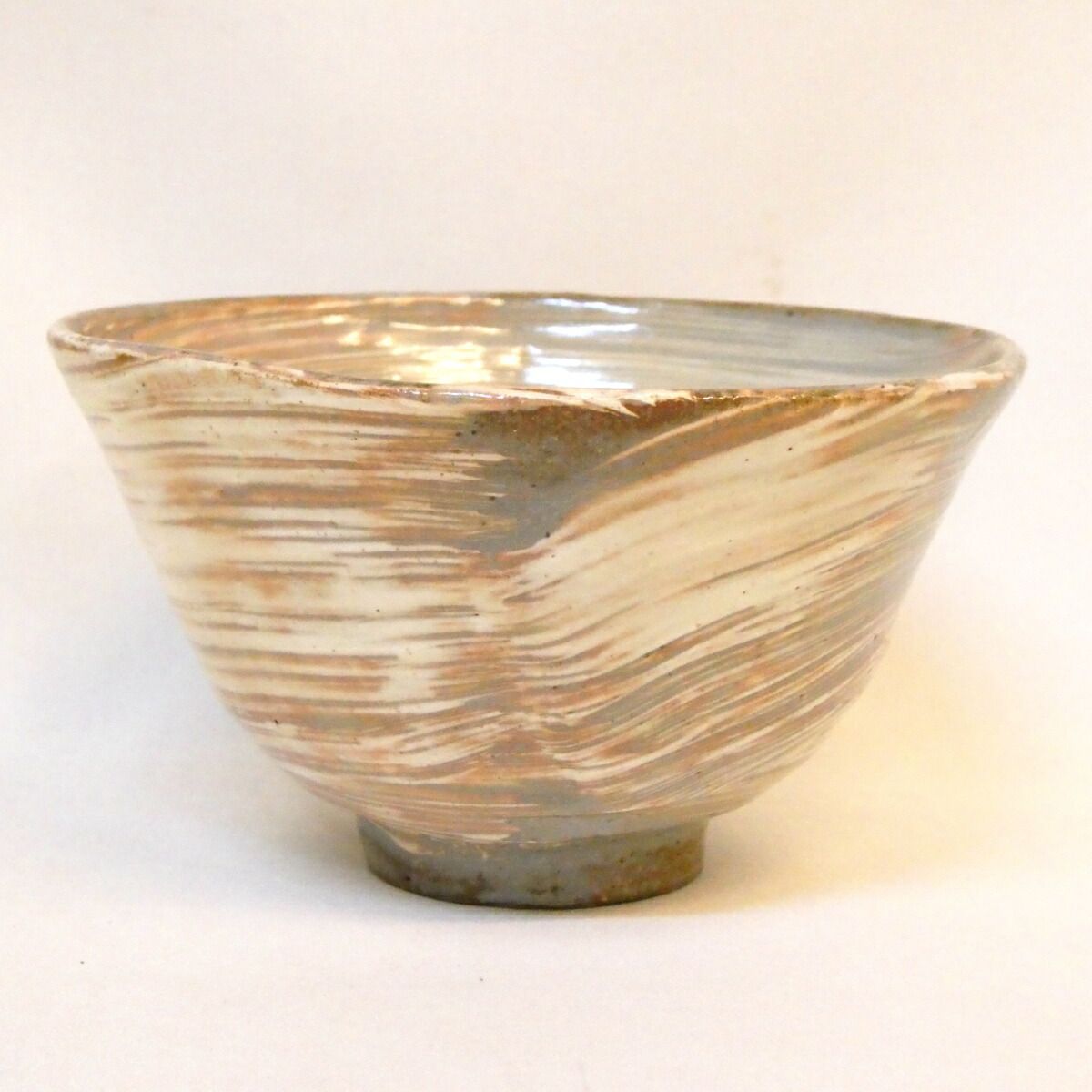 【美品】古中国　大碗 十二月の特売品】大萱八坂窯 加藤芳右衛門作 窯印 刷毛目 茶碗 高麗写