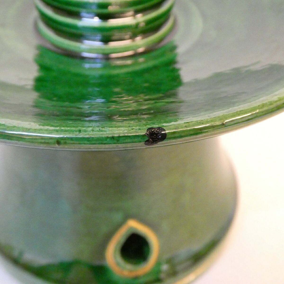 夜咄 茶事道具】平安 佐々木松楽作 青楽 膳燭(2) 茶道具【中古 美品 夜咄 茶事道具】平安 佐々木松楽作 青楽 膳燭(2) 茶道具【中古 美品