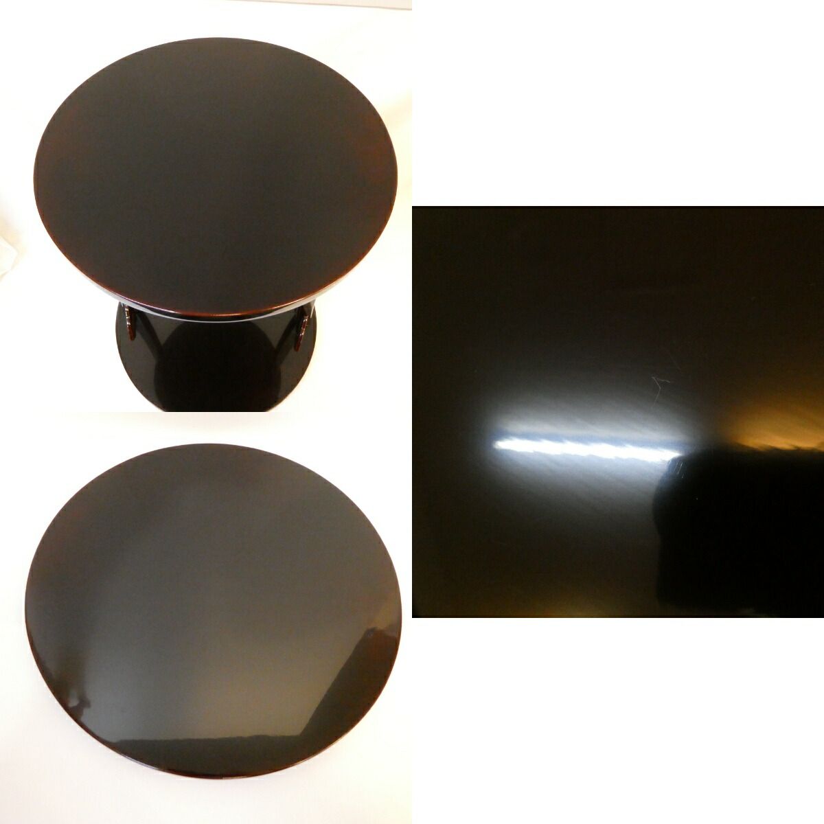 丸卓 溜塗 啄斎好 紙箱入 洗浄済 茶道具 古物品 丸卓 溜塗