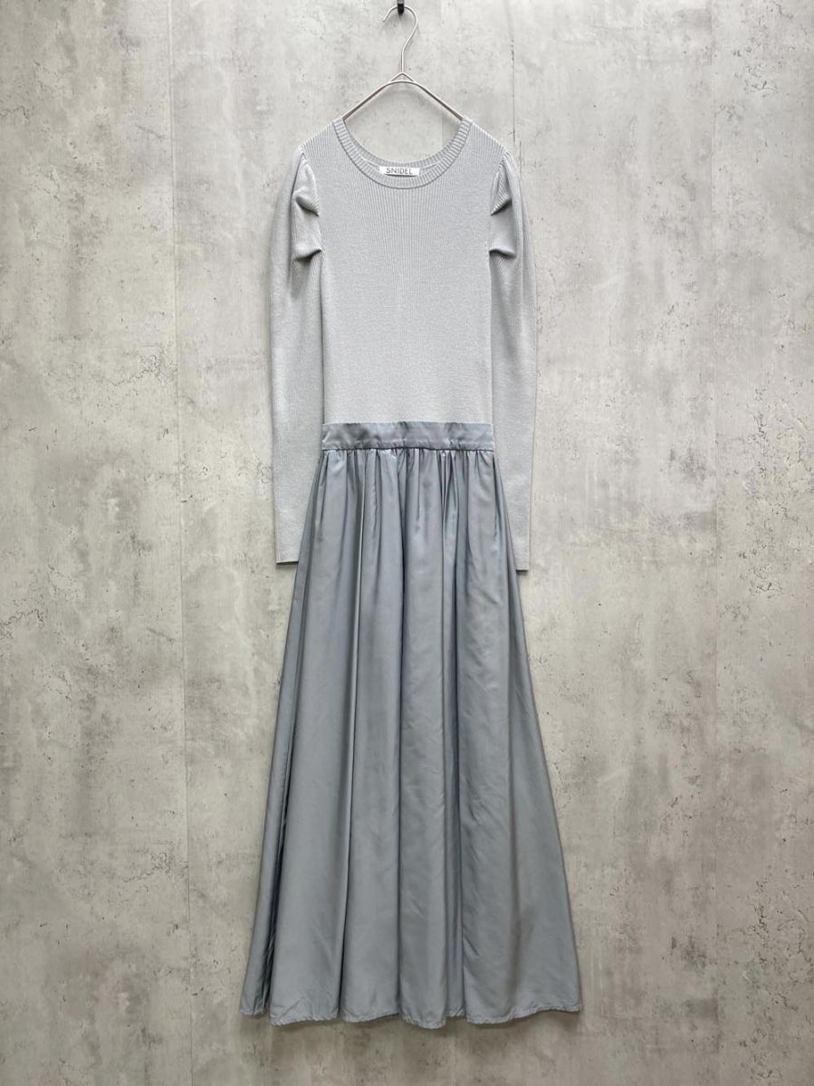 snidel スナイデル パワショルニットドッキング ワンピース ロング フ sizeF サックスブルー レディース