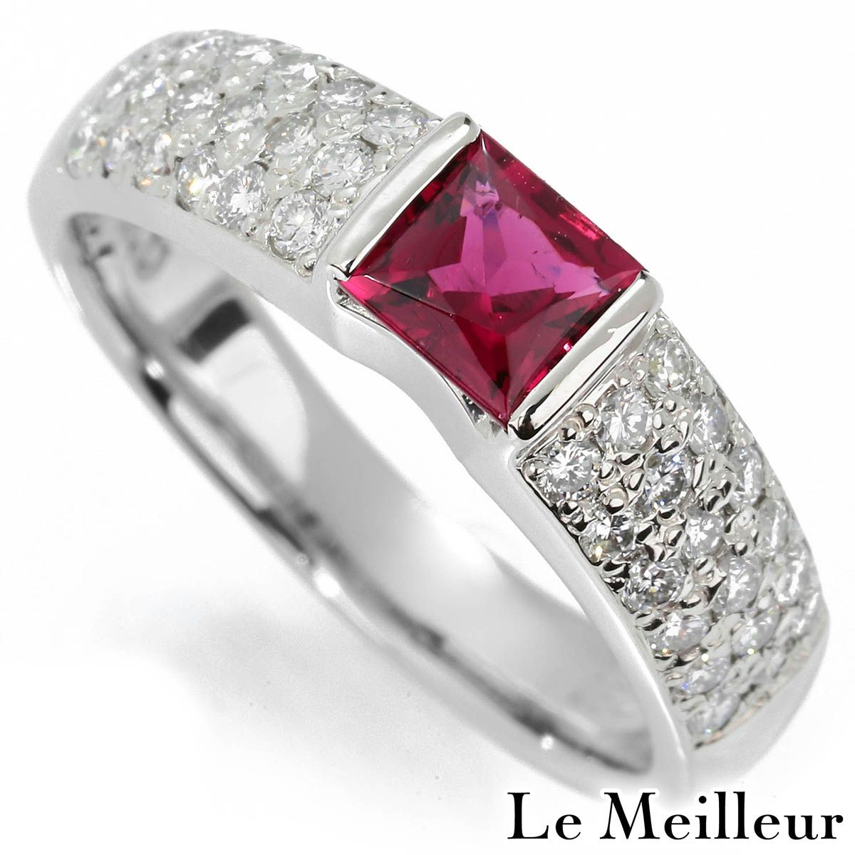 ルベライト 0.54ct ダイヤモンド 0.47ct プラチナ Pt900 リング 指輪 
