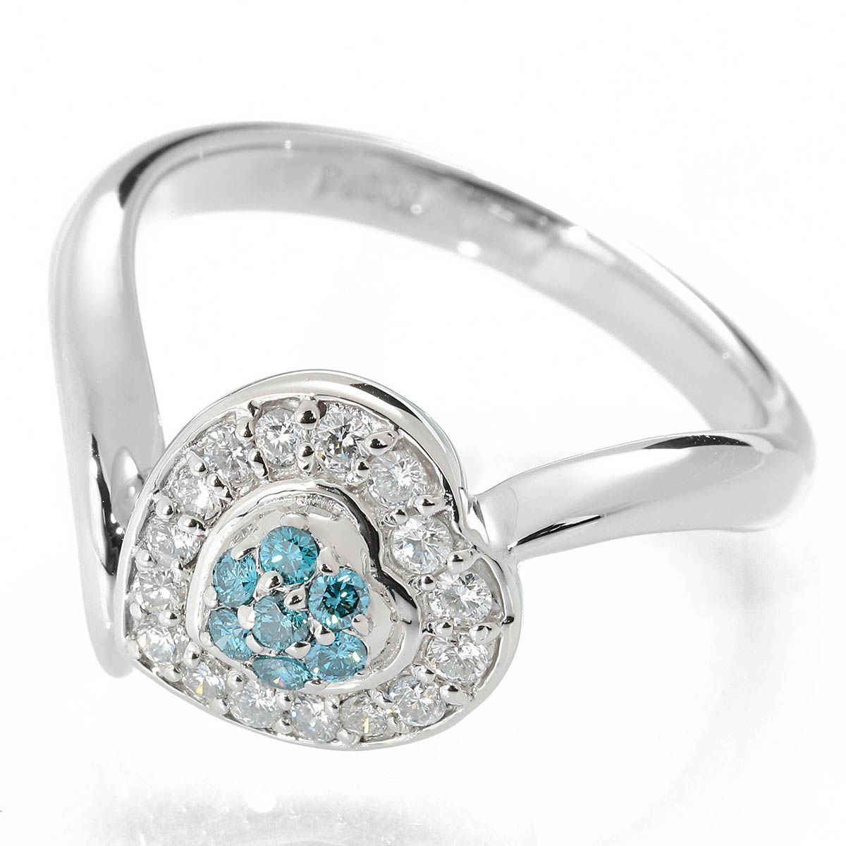 ダイヤモンド 0.32ct プラチナ Pt900 ハートモチーフブルー 