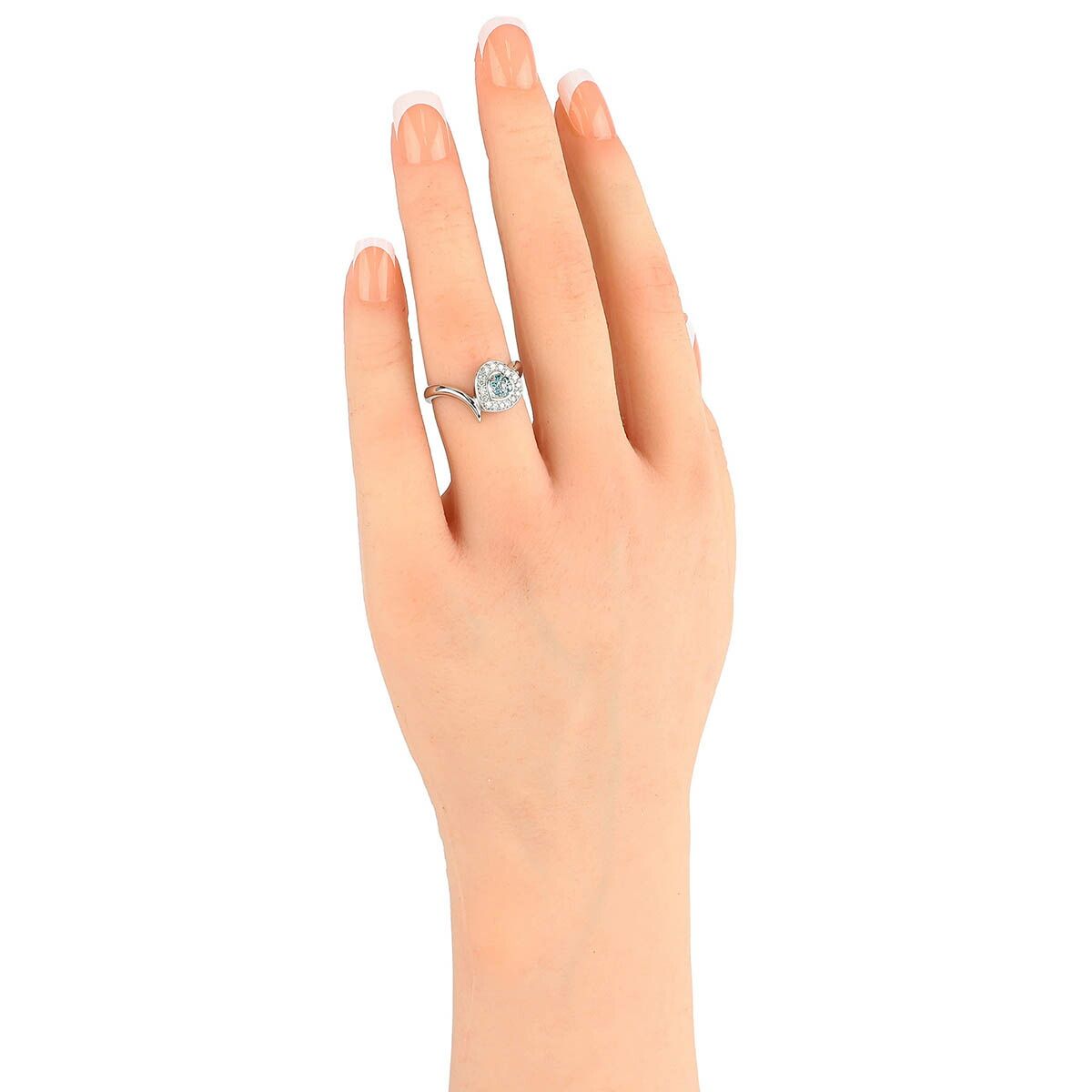 ダイヤモンド 0.32ct プラチナ Pt900 ハートモチーフブルー 
