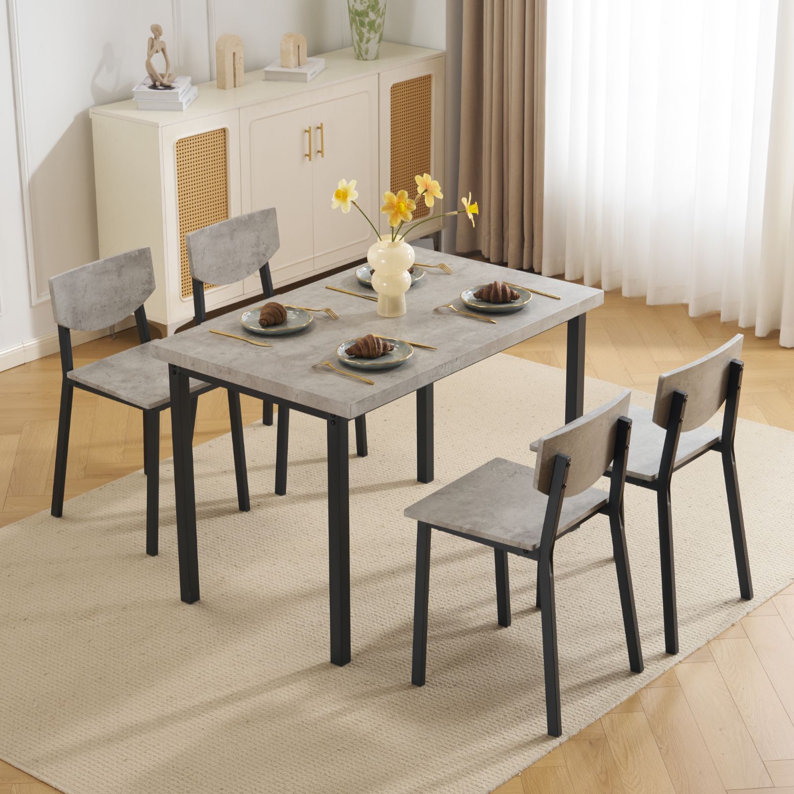 NARUMIxFURNITURE】新作グレー色登場！ダイニング5点セット 2~4人掛け 