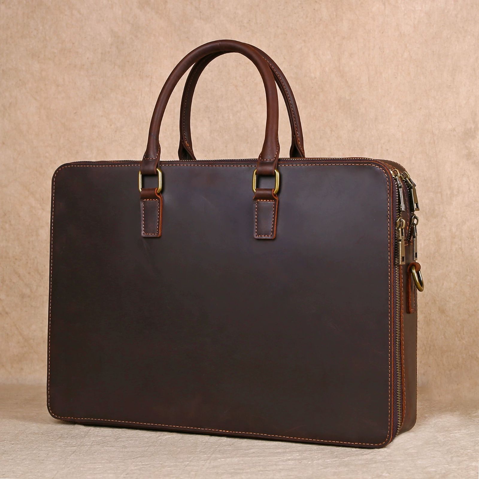 h フルグレインレザー 頭層牛革 植物タンニン鞣し ビジネスバッグ メンズ 本革 ブリーフケース 16インチPC対応 大容量 手提げ 斜め掛け 通勤 出張 ヴィンテージ風 シンプル デザイン