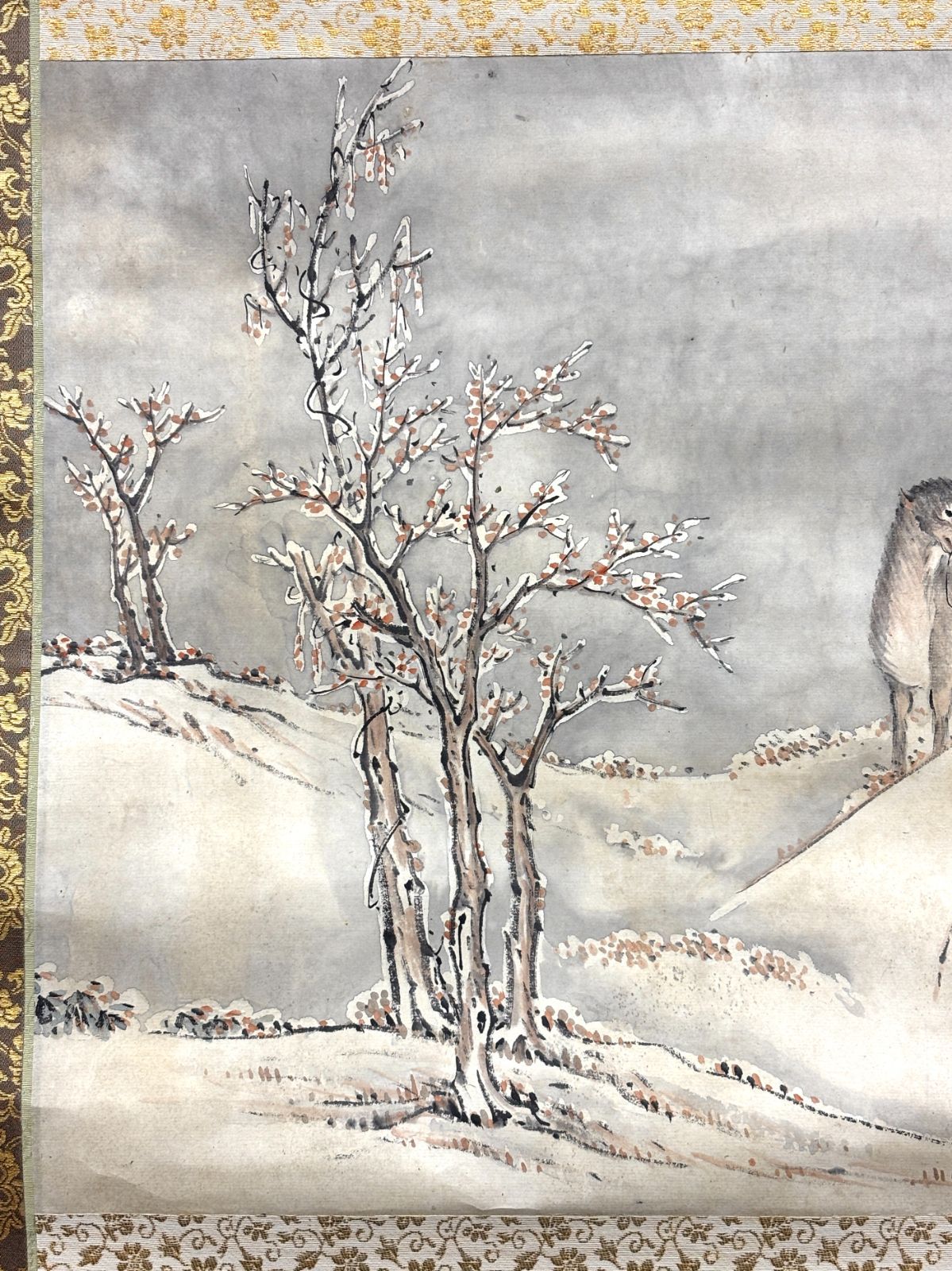 掛軸　雪　古美術　茶会　待合　冬　夏 掛軸 M.22 雪の図 落款印あり ＃茶掛＃古美術 #骨董品 #まとめてお買取