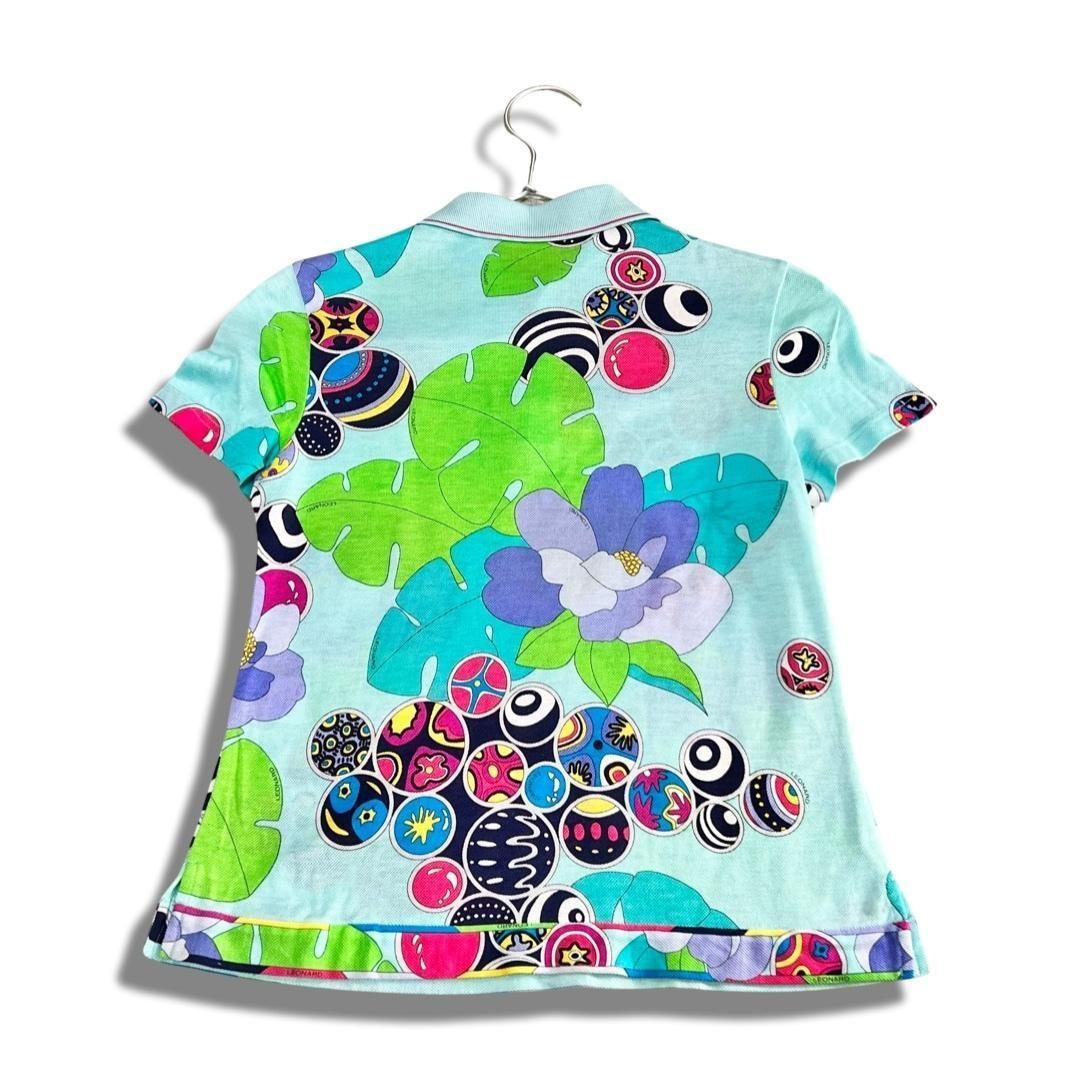 LEONARD SPORT レオナール フラワー 総柄 プリント 半袖 ポロシャツ