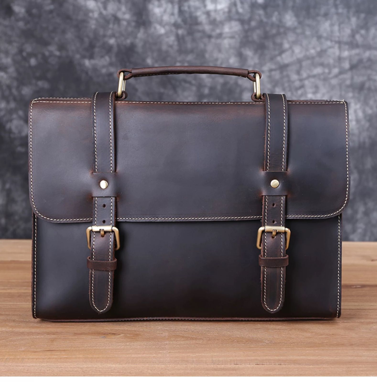 h フルグレインレザー メンズ 本革 ビジネスバッグ 13インチPC対応 ショルダーバッグ 斜め掛け 手提げ 2 WAY ブリーフケース 植物タンニン鞣し ヴィンテージ加工 通勤 出張 カジュアル