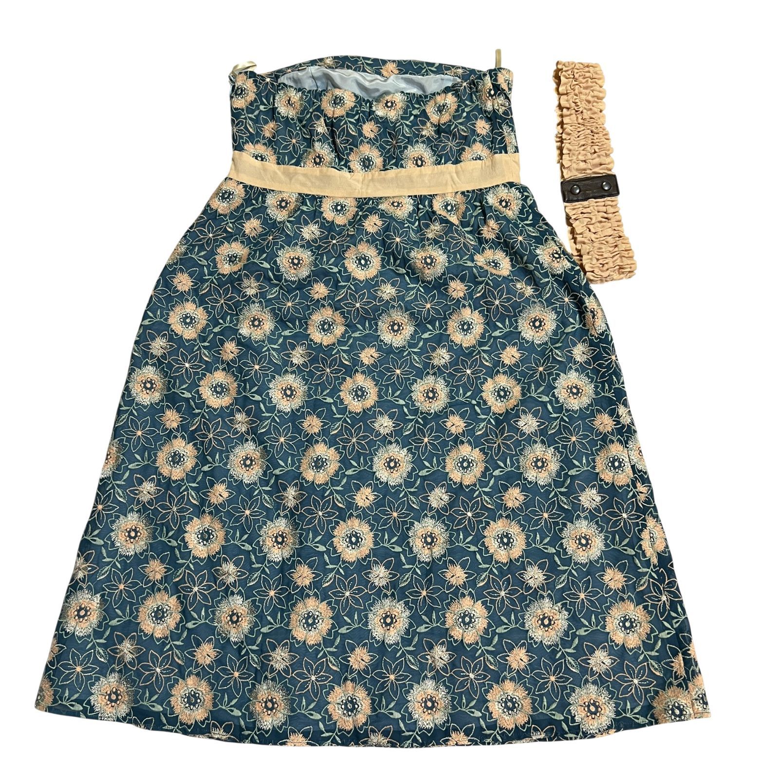 ZM1648 TOCCA トッカ ワンピース スカート フラワー 花柄 ブルー