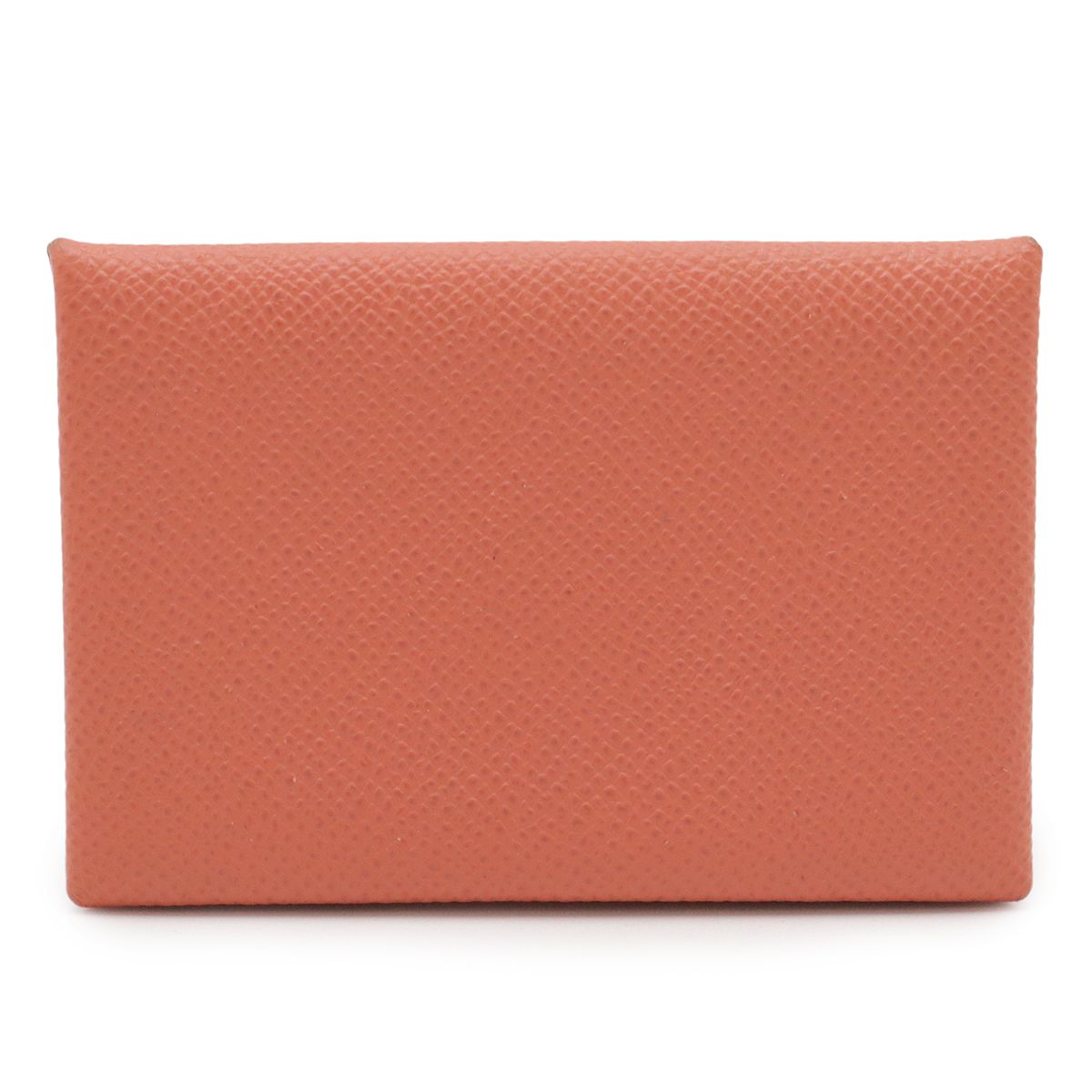 HERMES エルメス カルヴィ カードケース 名刺入れ パスケース ヴォーエプソン レザー フラミンゴ サーモンピンク系 シルバー金具 Q刻印