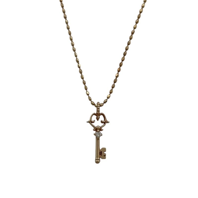 アガット agete K10PG キーモチーフ/ダイヤネックレス ピンクゴールド