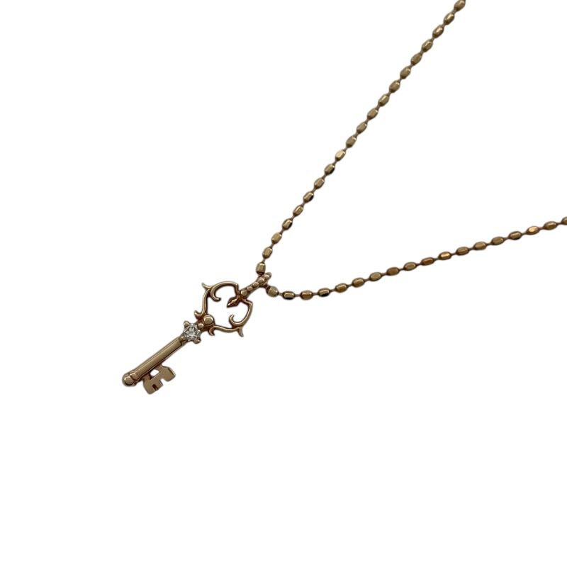 アガット agete K10PG キーモチーフ/ダイヤネックレス ピンクゴールド