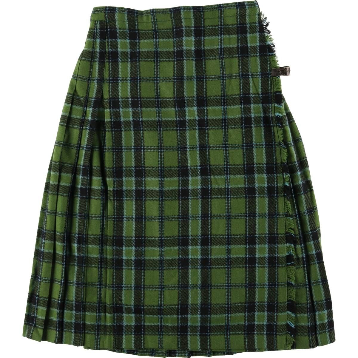 古着 Moffat Weavers チェック柄 ウール ミモレ丈 ラップ 巻きスカート レディースL相当 ヴィンテージ eaa 601350