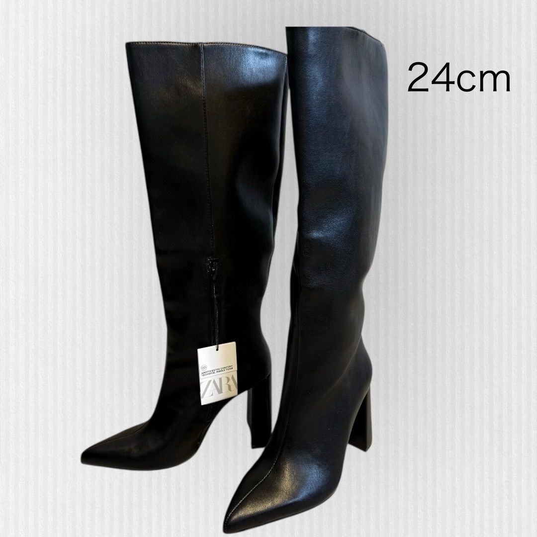 タグ付き新品】ZARA ザラ 24cm ロングブーツ ポインテッドトゥ