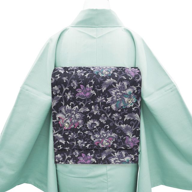 新古品】 名古屋帯 未使用 正絹 京都 西陣 九寸 軽量織 軽量帯 金糸 黒