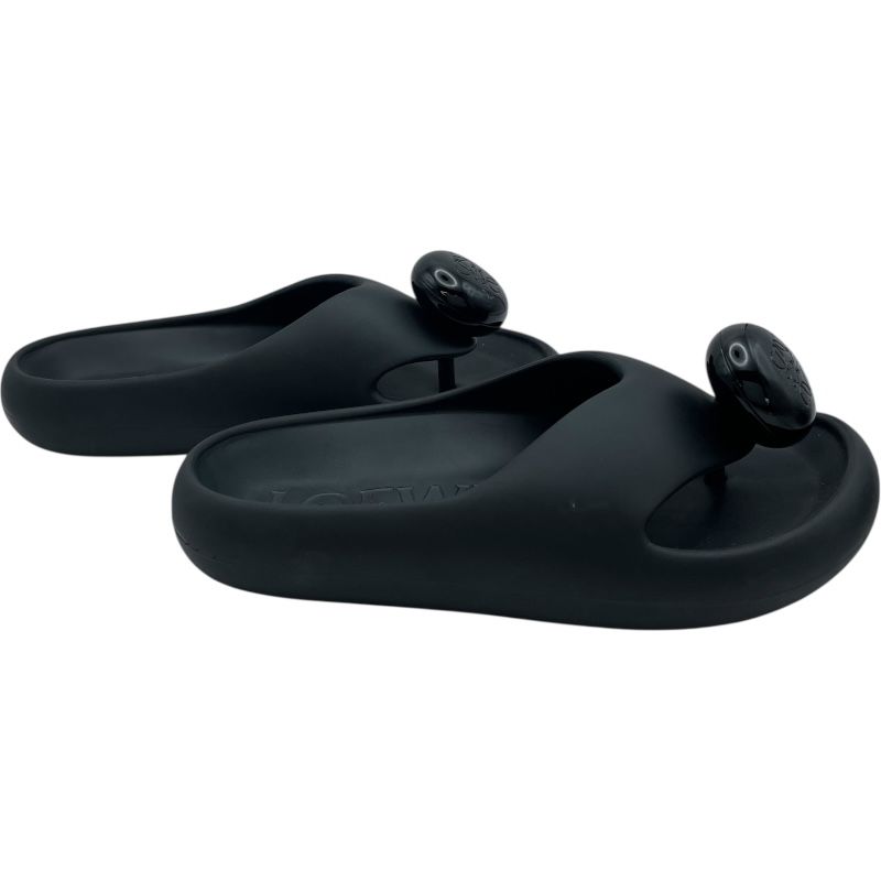 美品 LOEWE サンダル ペブル ラバー アナグラム ブラック ロエベ LOEWE アナグラムロゴトングサンダル L616S03X02 ブラック