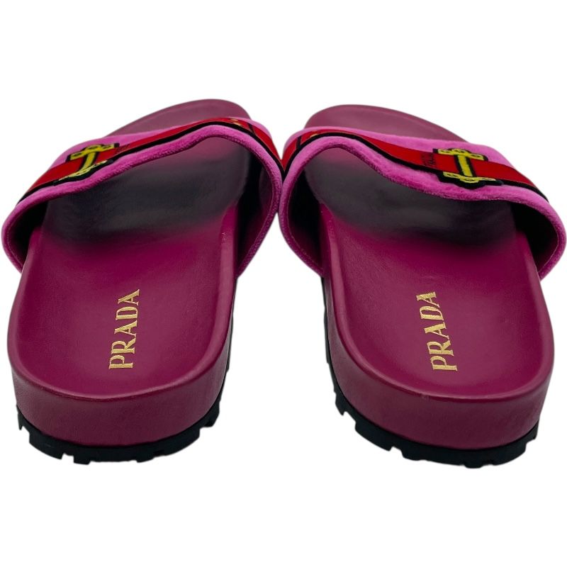 プラダ PRADA ベルベットシャワーサンダル ピンク ベロア レディース