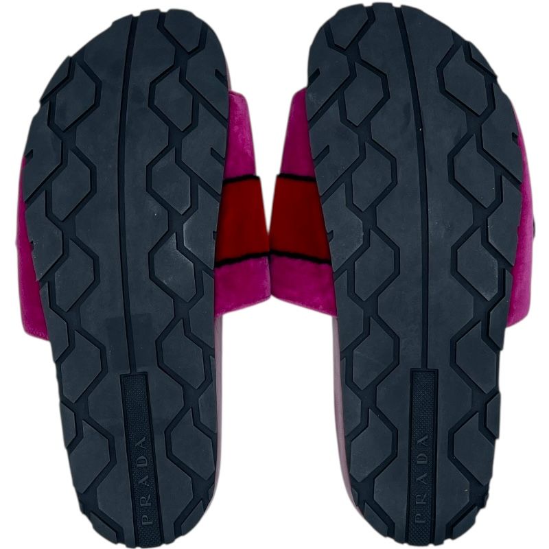 プラダ PRADA ベルベットシャワーサンダル ピンク ベロア レディース