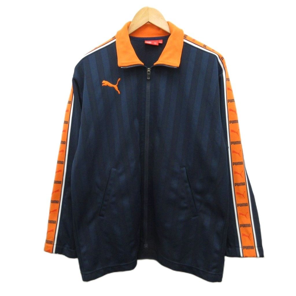 PUMA ジャージ トラックジャケット プージャー オレンジ ネイビー SS プーマ PUMA トラックジャケット ジャージ ブルゾン プリント 紺