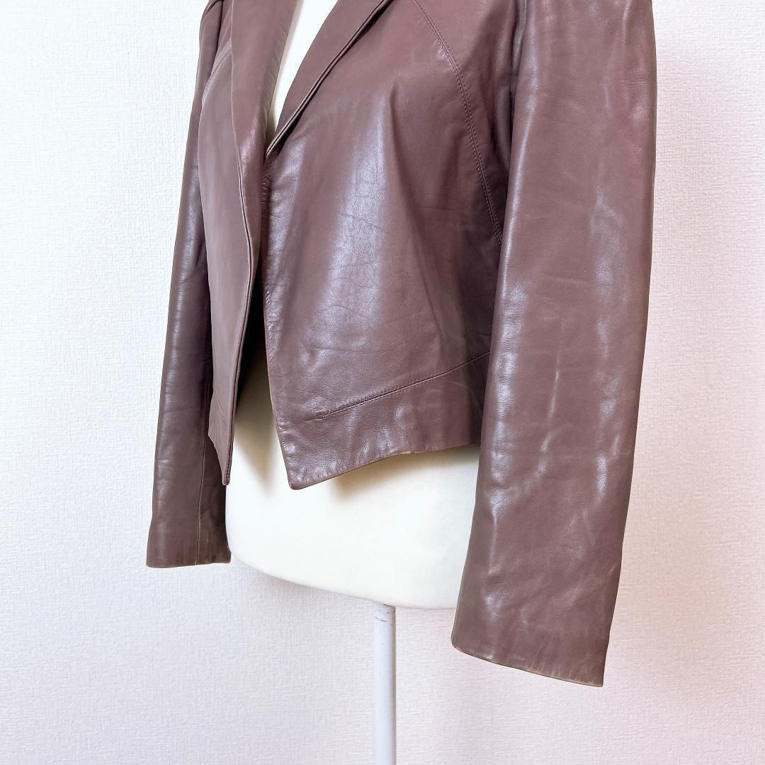 レディース MARNI レザーテーラードジャケット 40 ブラウン