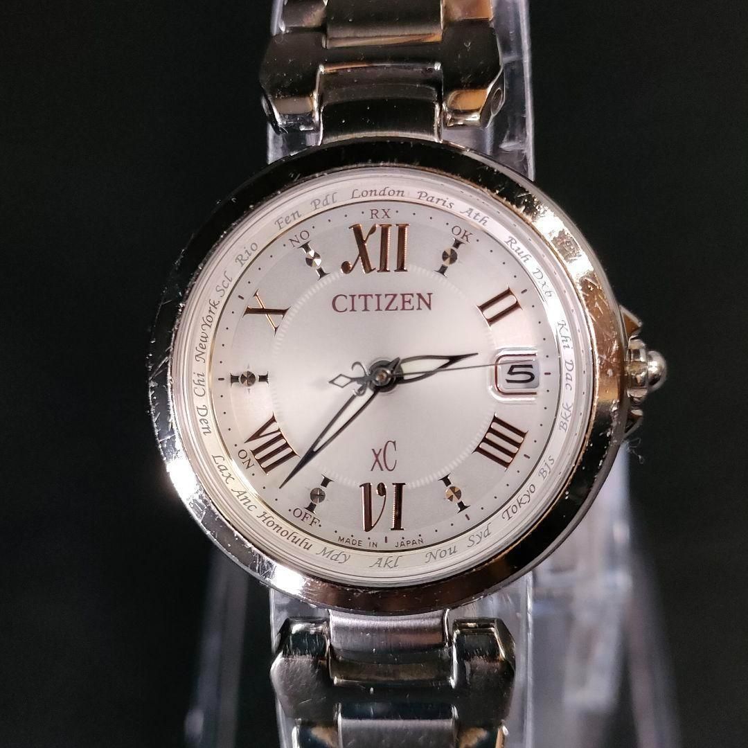 美品 CITIZEN シチズン XC ホワイト シルバー ソーラー レディース