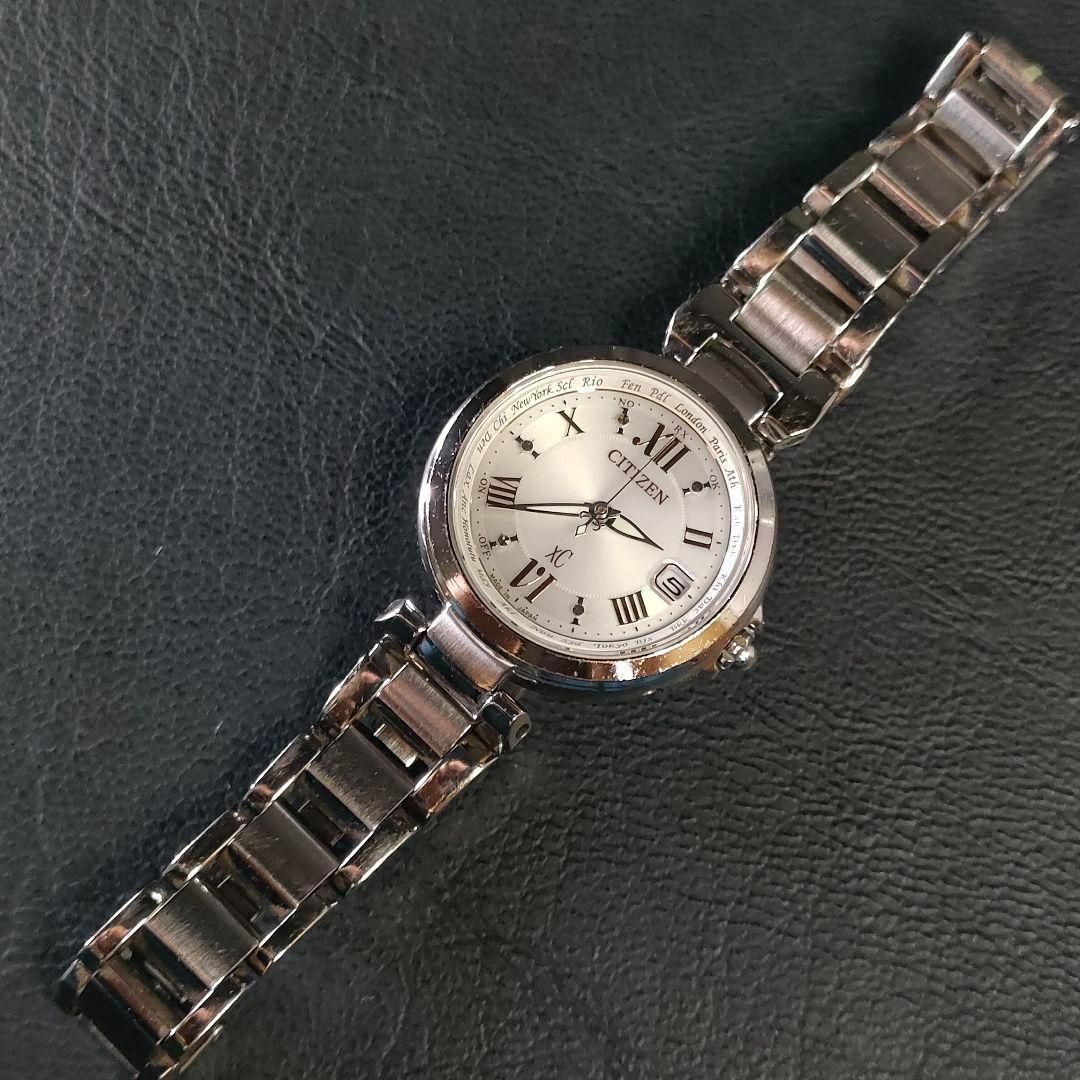 美品 CITIZEN シチズン XC ホワイト シルバー ソーラー レディース