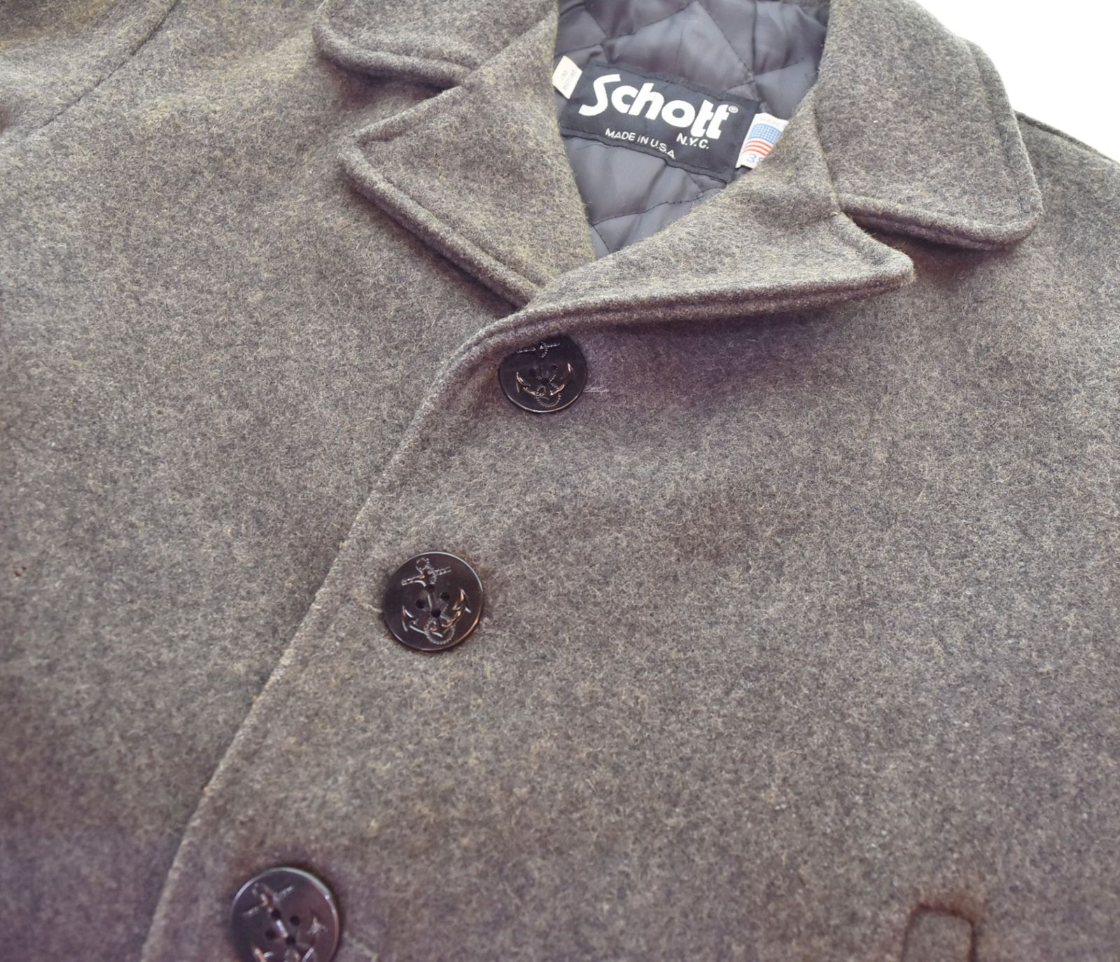 ショット SCHOTT ウール シングル ピーコート 38 38 ジャケット グレー