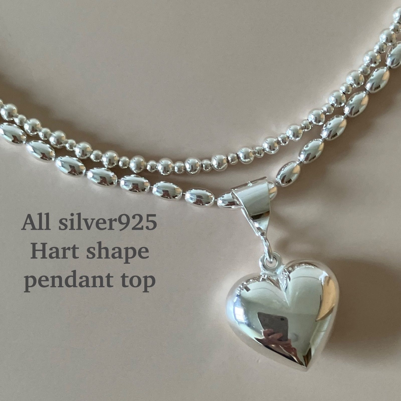 All silver925 ぷっくり ハートシェイプのペンダントトップ - メルカリ