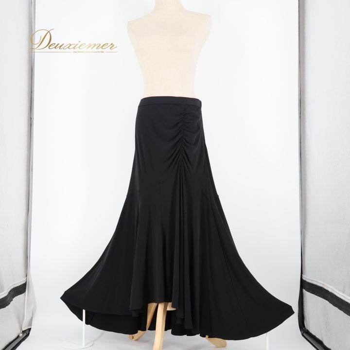 TAKAタカダンスファッションのラテンスカート！ブラックラインストーンランダム裾 社交ダンス 衣装 スカート ブラック系 タカダンス TAKA DANCE 黒 日本