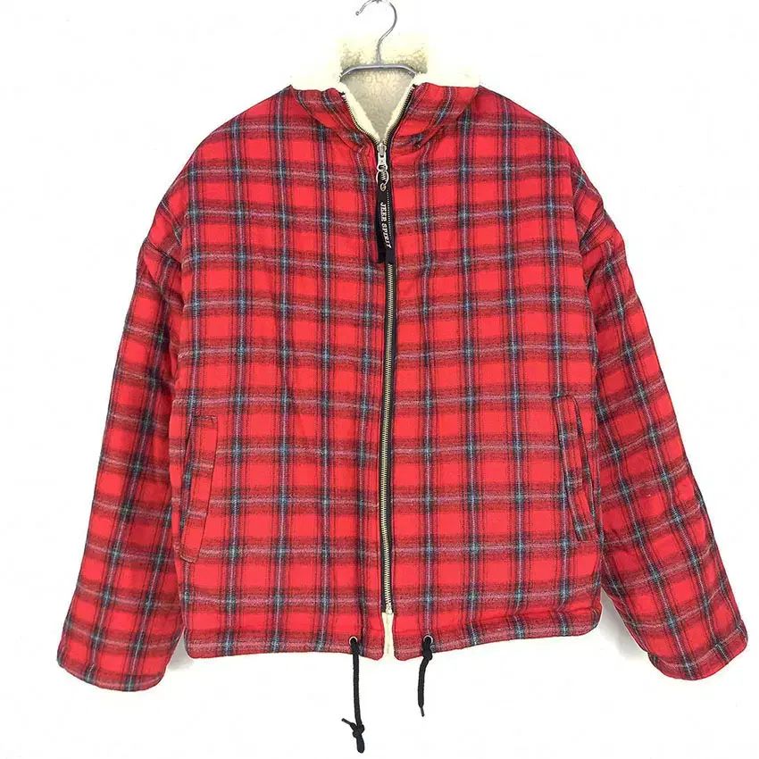 ジープ メンズ リバーシブル CHECK シープスキン ジップアップ ジャケット クリームF (HU27103)