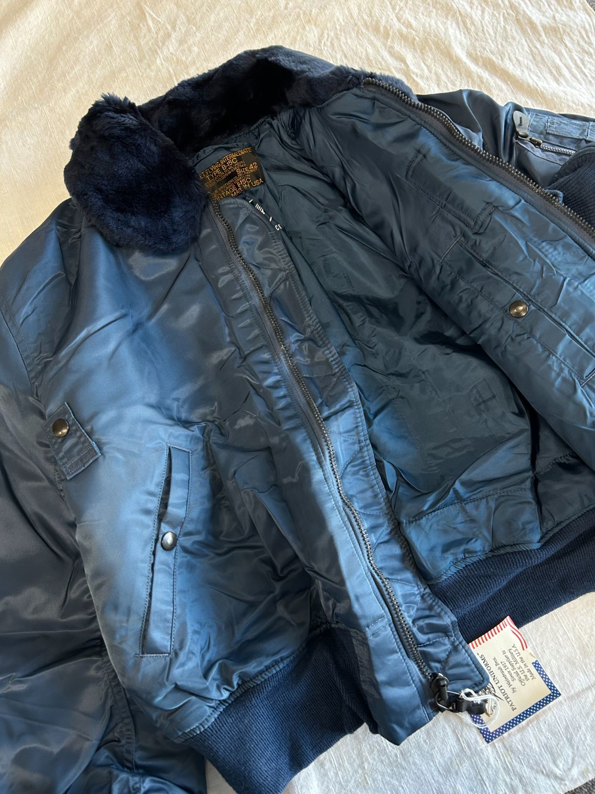 ネイビー USA製 フライトジャケット 90s B-15 アメカジ ヴィンテージ 激レア! 90年代 TYPE B-15フライトジャケット USA製 タグ付き デッド